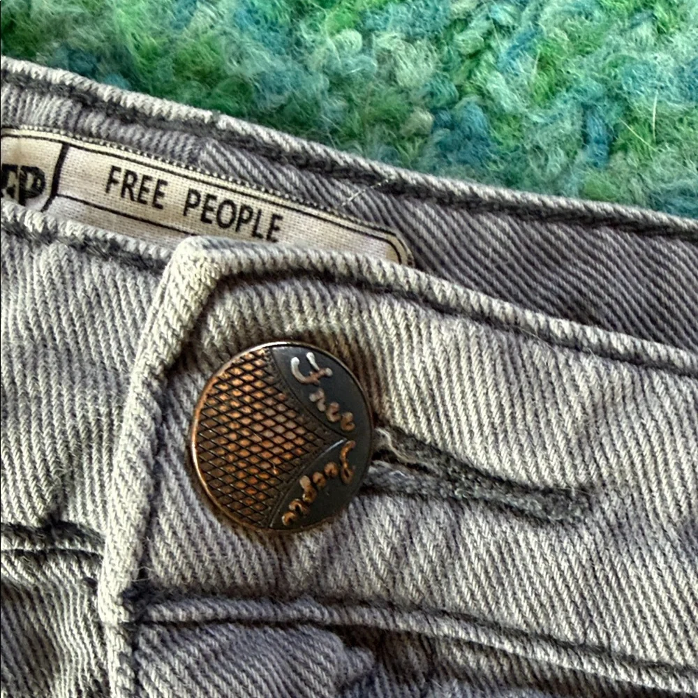 Free People Gray Distressed Denim shorts